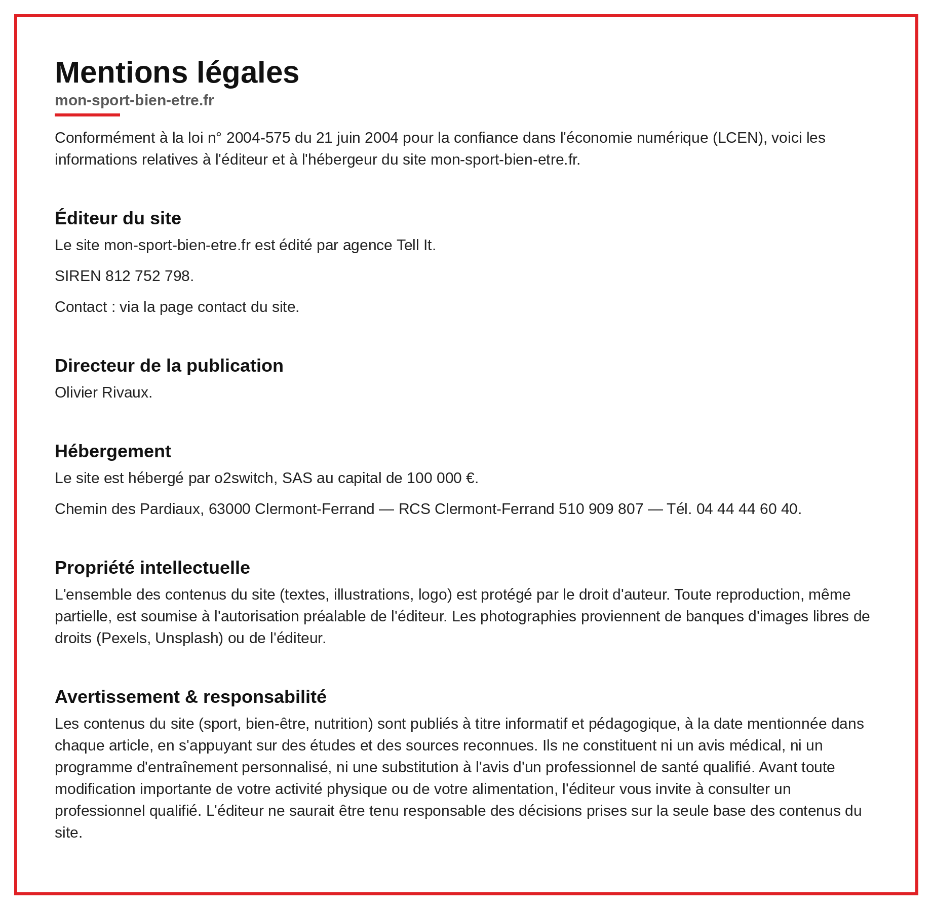 Mentions légales — éditeur et hébergeur